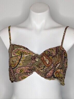 Rusttydustty Brown Paisley Lightweight Bralette Top XL